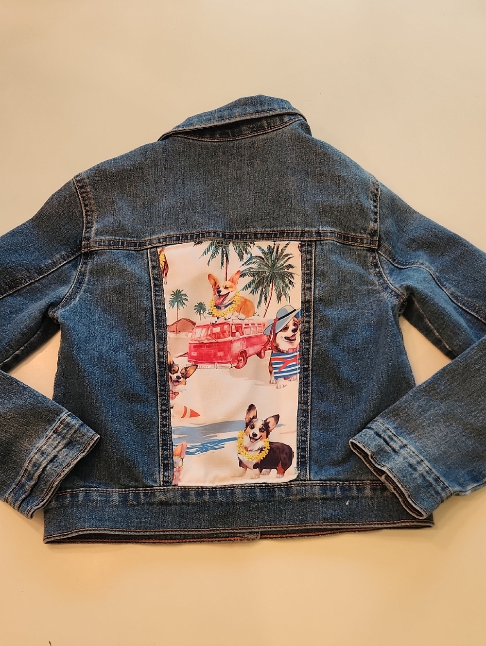 Old Navy Denim Jean Jacket Corgi Dog 10 12